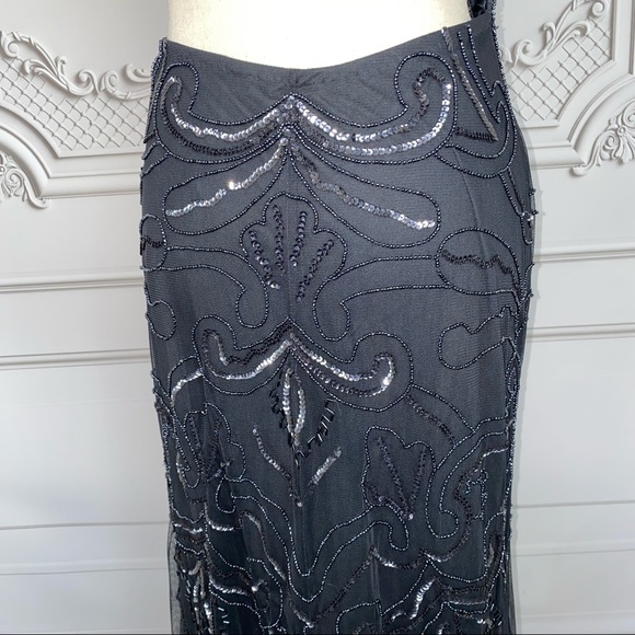 Jump Apparel Black Long Beaded Backless Dress | Size 7/8 - Picture 6 of 14